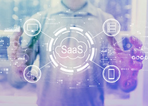 SaaS - software as a service concept with young man