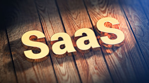 Acronym SaaS on wood planks